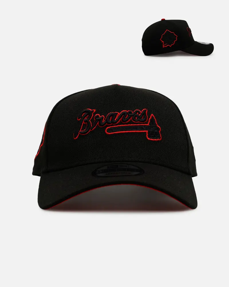 New Era Atlanta Braves 'Outline' 9Forty A-Frame Snapback Black 1