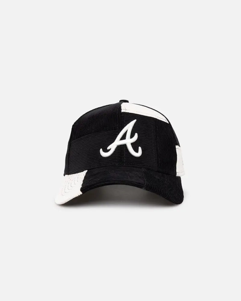 New Era Atlanta Braves 'Patchwork Corduroy' 9Forty A-Frame Snapback Black/Cream 1