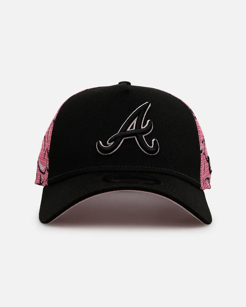 New Era Atlanta Braves 'Thoughtful' 9Forty A-Frame Trucker Snapback Black/Pink 1