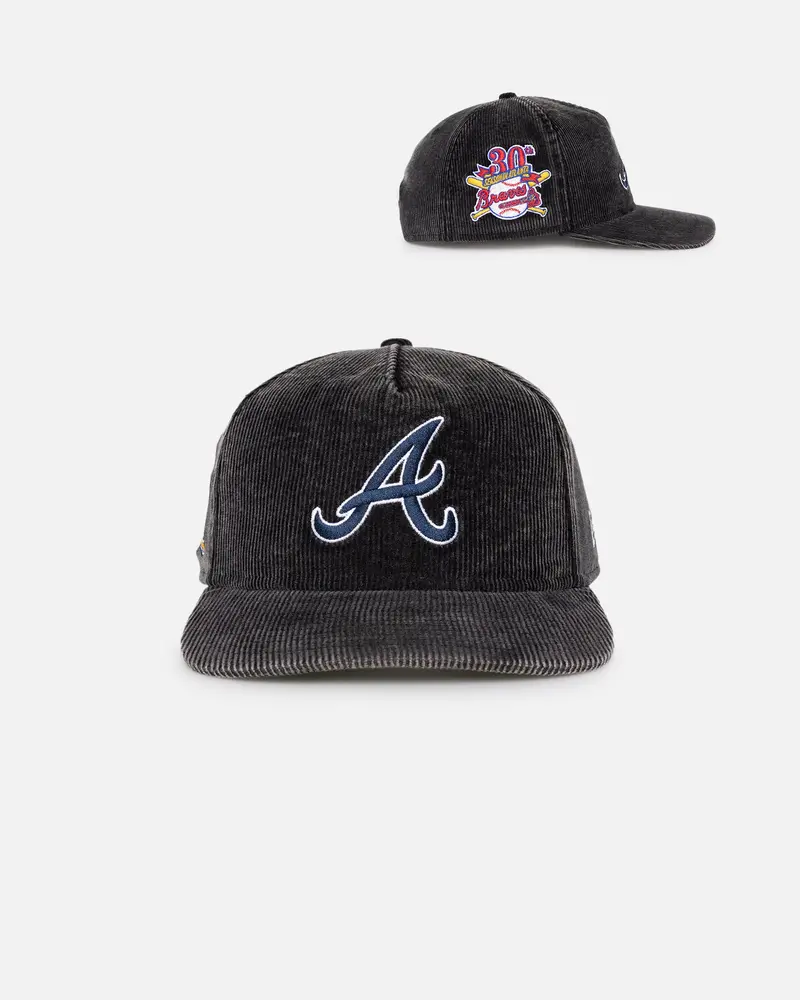 New Era Atlanta Braves 'Washed Corduroy Golfer' Pre-Curved Golfer Snapback Washed Black 1