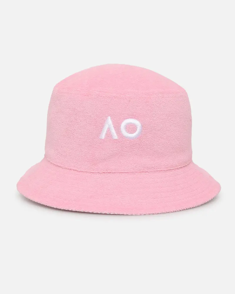 New Era Australian Open '25 Reversible Terry Bucket Hat Pastel Pink 1