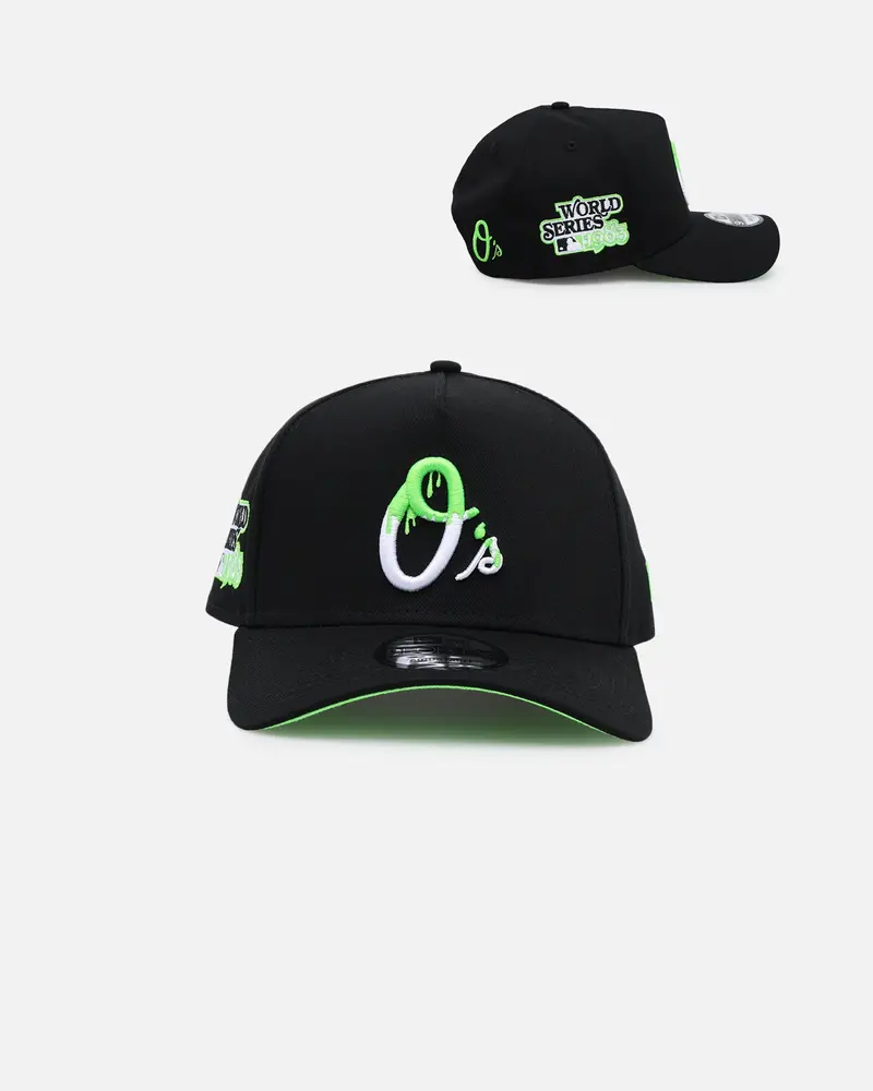 New Era Baltimore Orioles 'Drip Logo' 9Forty A-Frame Snapback Black/White/Green 1