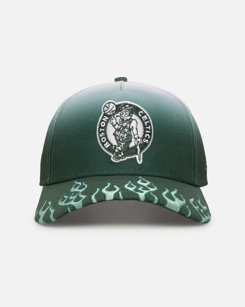 New Era Boston Celtics 'Sundyed Flames' 9Forty A-Frame Snapback Pine Green 1