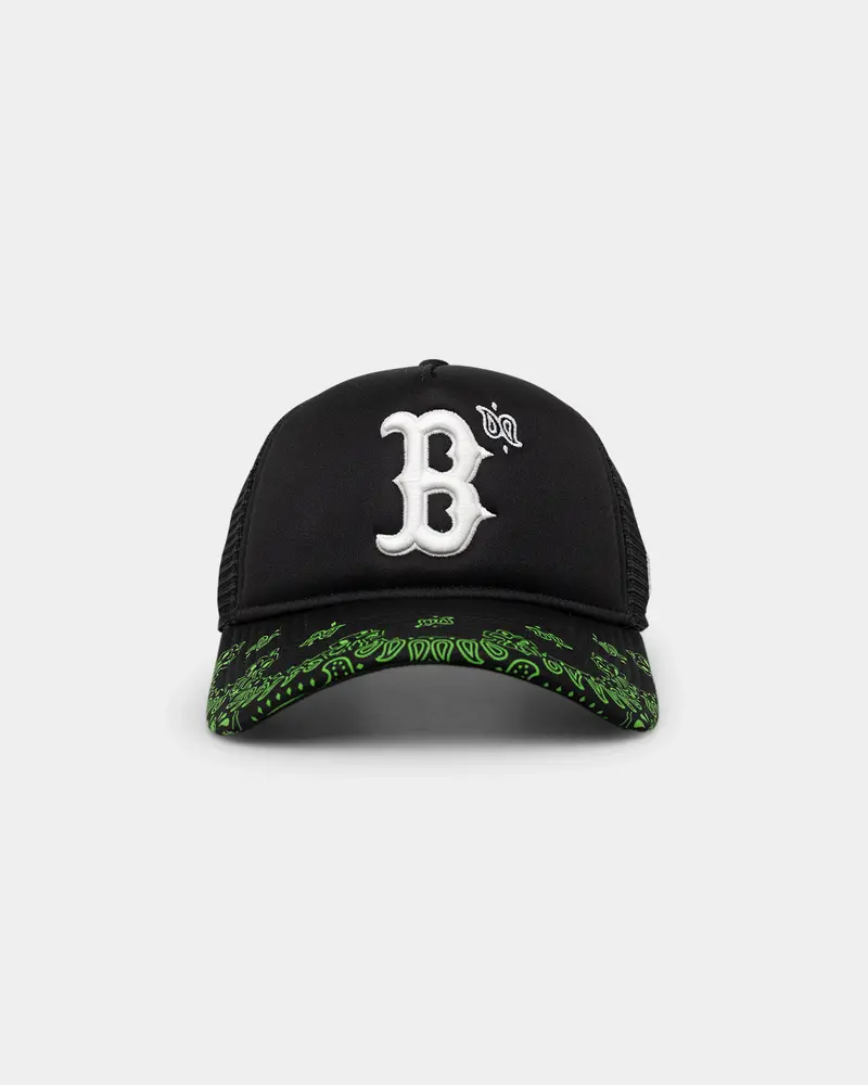 New Era Boston Red Sox 'Glow In The Dark' 9Forty A-Frame Trucker Snapback Black/Neon Green 1