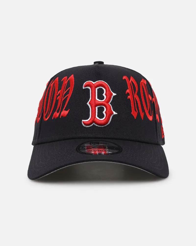 New Era Boston Red Sox 'Gothic Script' 9Forty A-Frame Snapback Scarlet/Navy 1