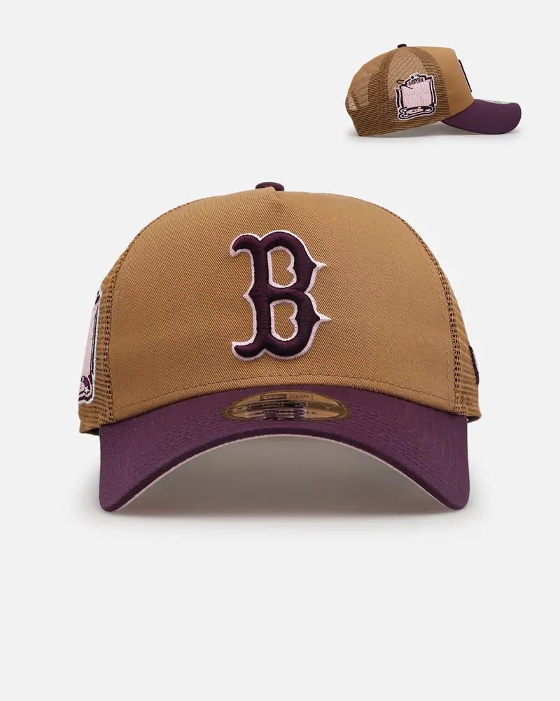 New Era Boston Red Sox 'Rustic Rose' 9Forty A-Frame Trucker Snapback Wheat 1