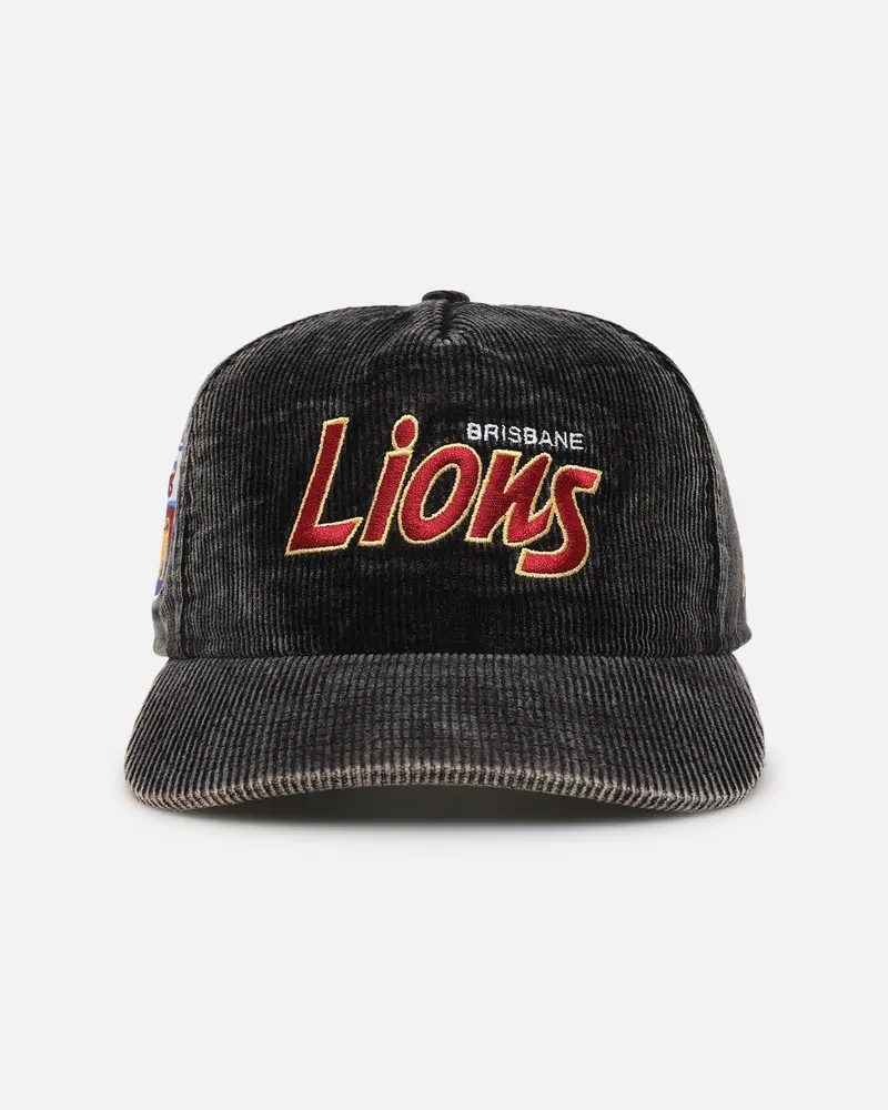 New Era Brisbane Lions 'Washed Corduroy' Pre-Curved Golfer Snapback Black/Kelly Green 1