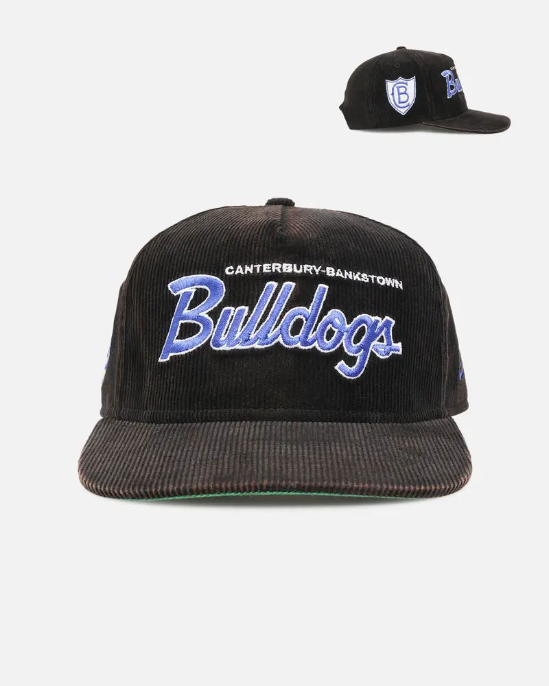 New Era Canterbury-Bankstown Bulldogs 'Nrl Golfer Washed Black' Pre-Curved Corduroy Golfer Snapback Washed Black 1