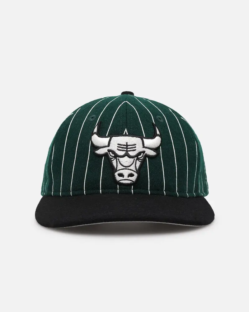 New Era Chicago Bulls 9Fifty Retro Melton Pinstripe Strapback Dark Green/Black 1