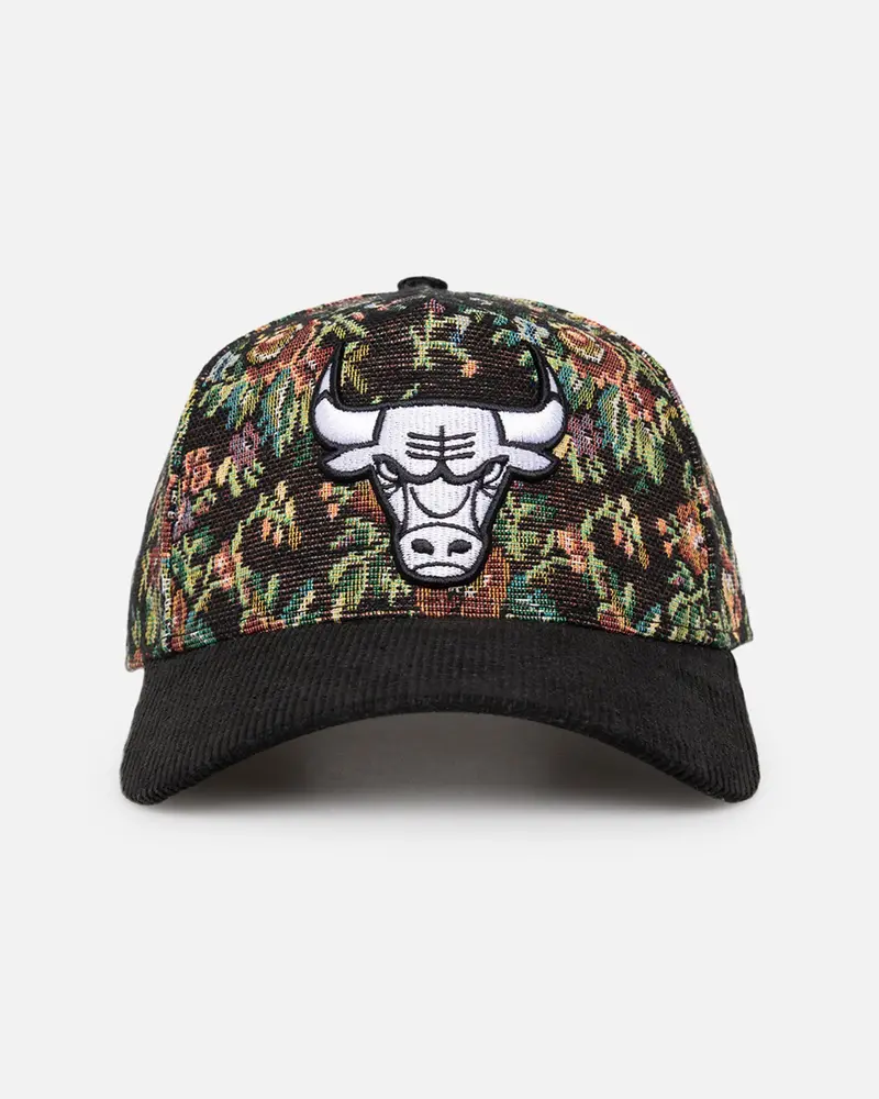 New Era Chicago Bulls 'Black Corduroy Floral Tapestry' 9Forty A-Frame Snapback Tapestry/Black 1