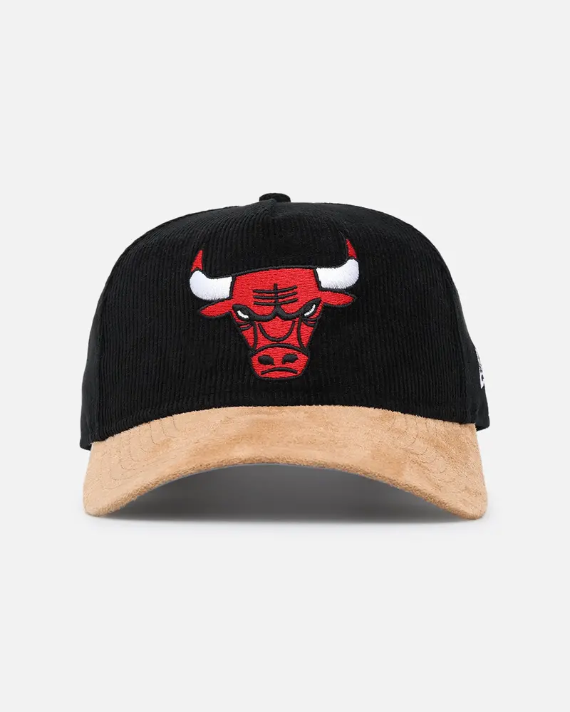 New Era Chicago Bulls 'Corduroy Suede' Pre-Curved Golfer Snapback Washed Black 1