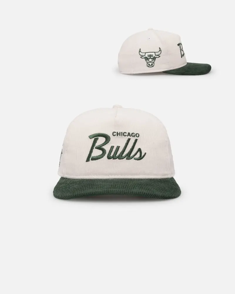 New Era Chicago Bulls 'Currency Corduroy' Golfer Pre-Curved Snapback Chrome White 1