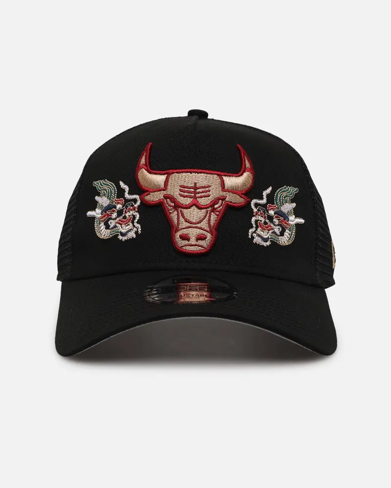 New Era Chicago Bulls 'Dragon Collection' 9Forty A-Frame Trucker Snapback Black 1