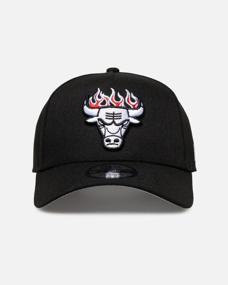 New Era Chicago Bulls 'Flame Logo' 9Forty A-Frame Snapback Black 1