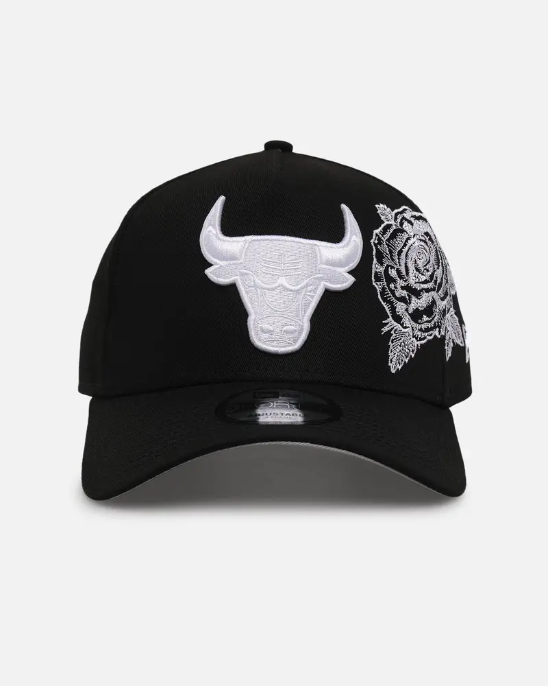 New Era Chicago Bulls 'Ornate Rose' 9Forty A-Frame Snapback Black/White 1