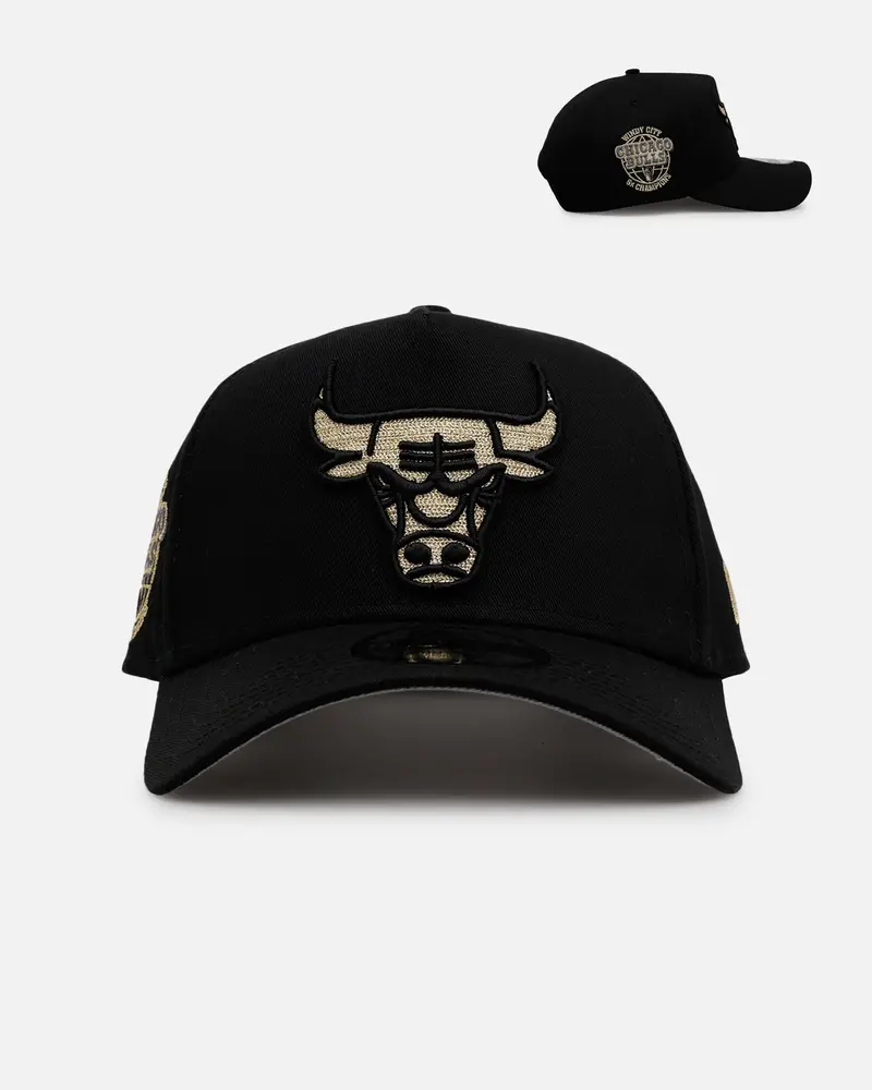 New Era Chicago Bulls 'Raised Metallic Chainstitch' 9Forty A-Frame Snapback Black 1