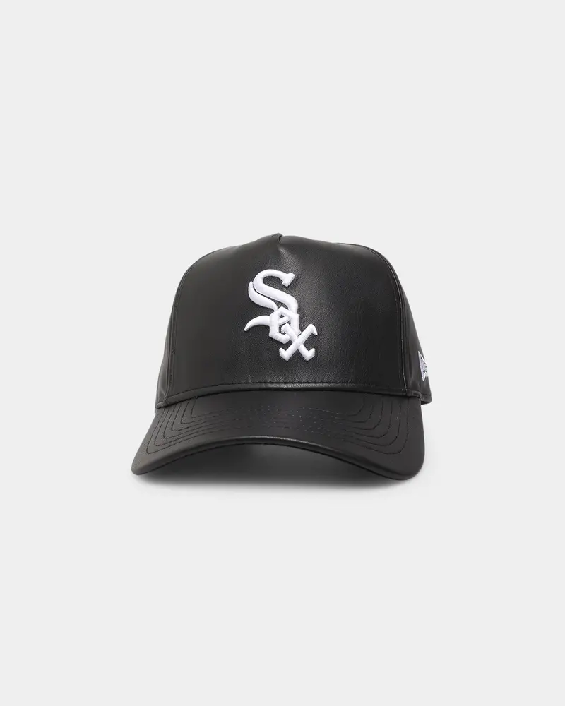 New Era Chicago White Sox 'Pu Leather' 9Forty K-Frame Strapback Black Leather 1