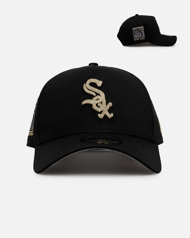 New Era Chicago White Sox 'Raised Metallic Chainstitch' 9Forty A-Frame Snapback Black 1