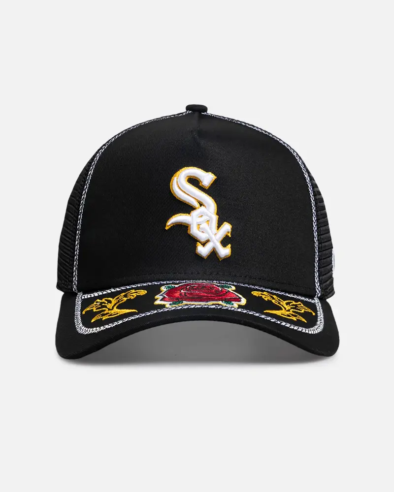 New Era Chicago White Sox 'Rose Visor' 9Forty A-Frame Trucker Snapback Black/Rose 1