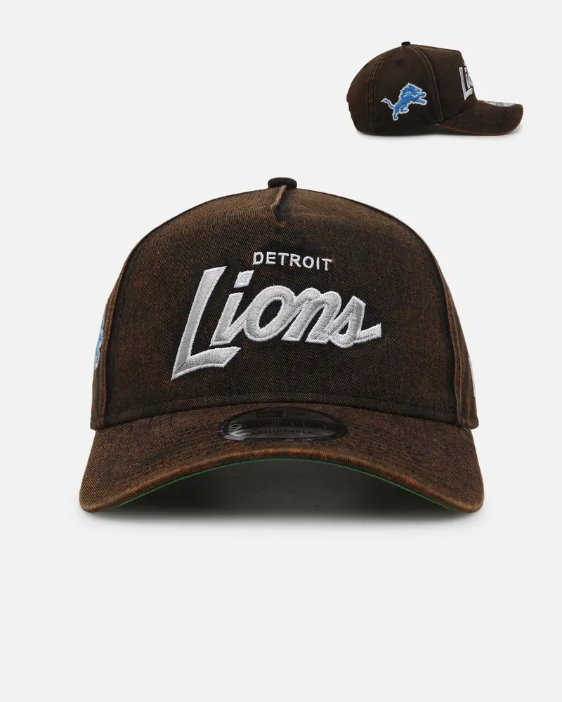 New Era Detroit Lions 'Black Washed Official Team Color' 9Forty A-Frame Snapback Washed Black 1