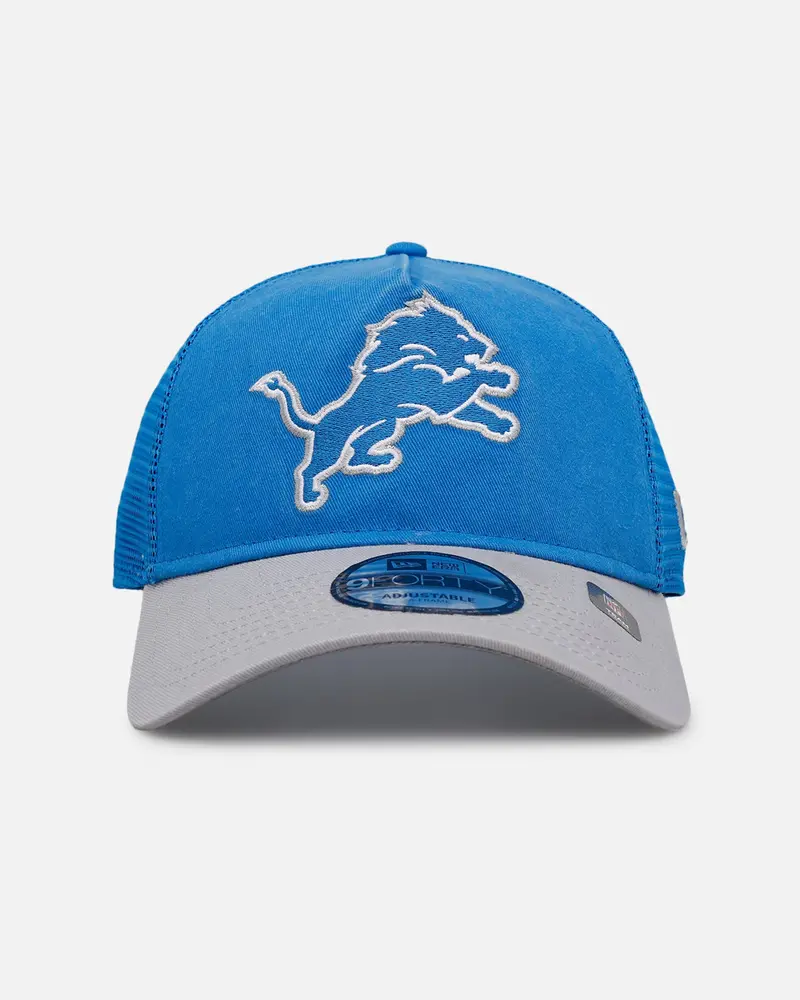 New Era Detroit Lions 'Washed Truckers' 9Forty A-Frame Trucker Snapback Official Team Color 1