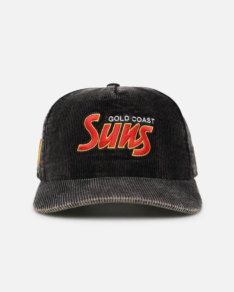 New Era Gold Coast Suns 'Washed Corduroy' Pre-Curved Golfer Snapback Black/Kelly Green 1