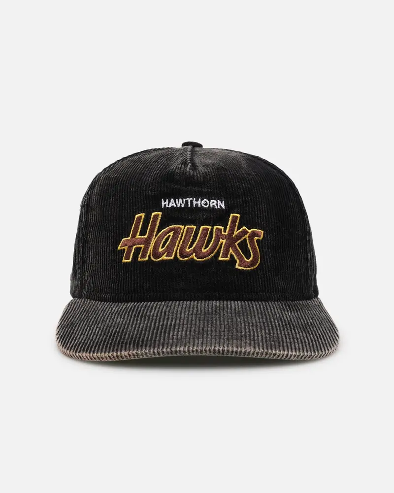 New Era Hawthorn Hawks 'Washed Corduroy' Pre-Curved Golfer Snapback Black/Kelly Green 1