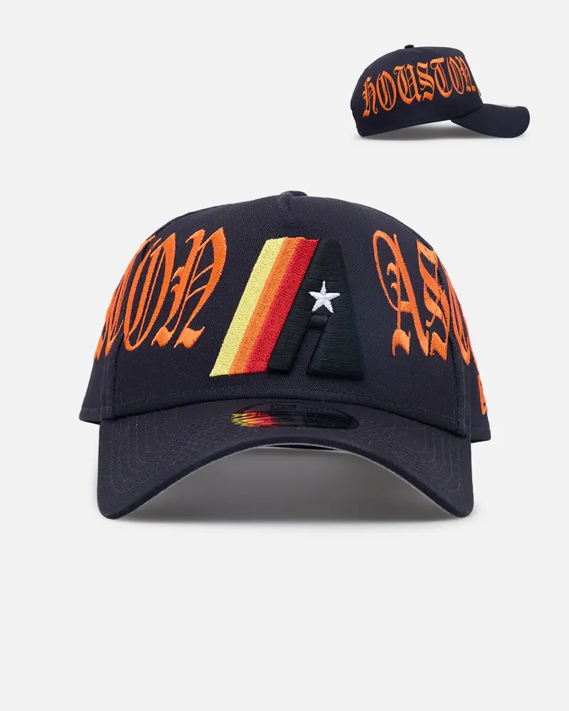 New Era Houston Astros 'Goth Script' 9Forty A-Frame Snapback Navy/Orange 1