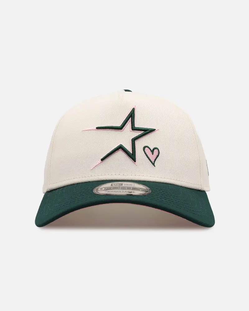 New Era Houston Astros 'Pink Satin Hearts Green' 9Forty A-Frame Snapback Chrome/Dark Green 1