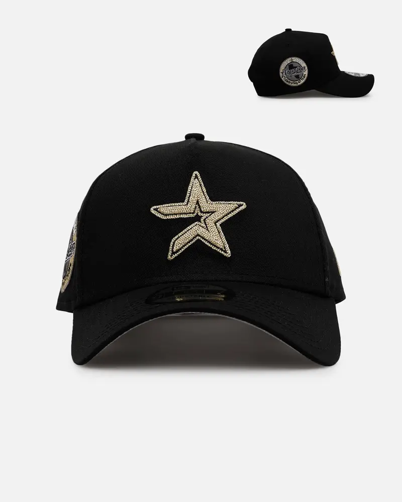 New Era Houston Astros 'Raised Metallic Chainstitch' 9Forty A-Frame Snapback Black 1