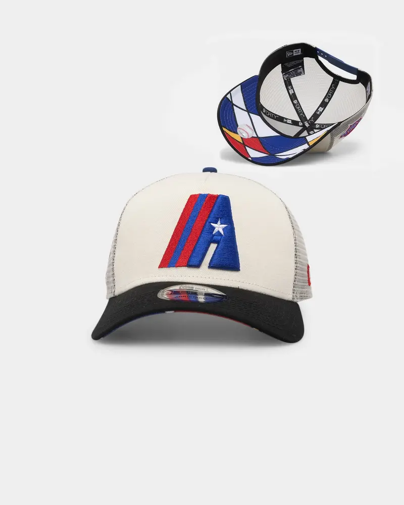 New Era Houston Astros 'Retro Mosaic' 9Forty A-Frame Trucker Snapback White/Black 1