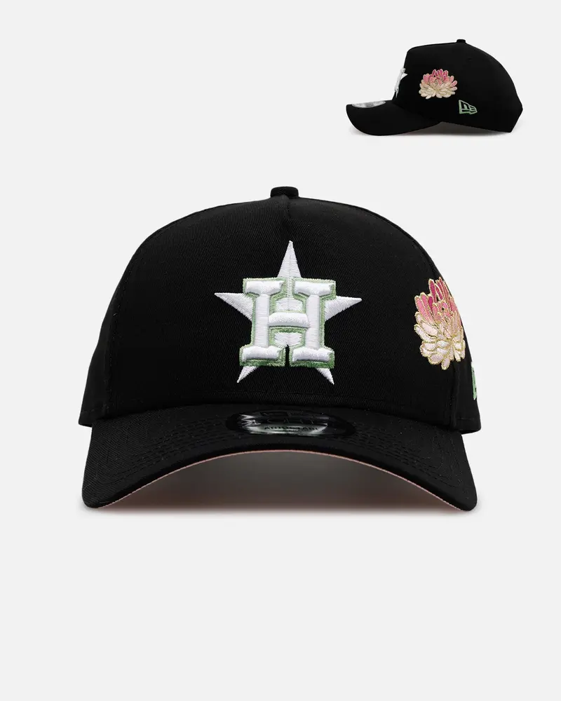 New Era Houston Astros 'Satin Flower' 9Forty A-Frame Snapback Black/Pink 1