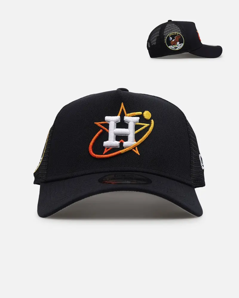 New Era Houston Astros 'Team Color' 9Forty A-Frame Trucker Snapback Otc 1