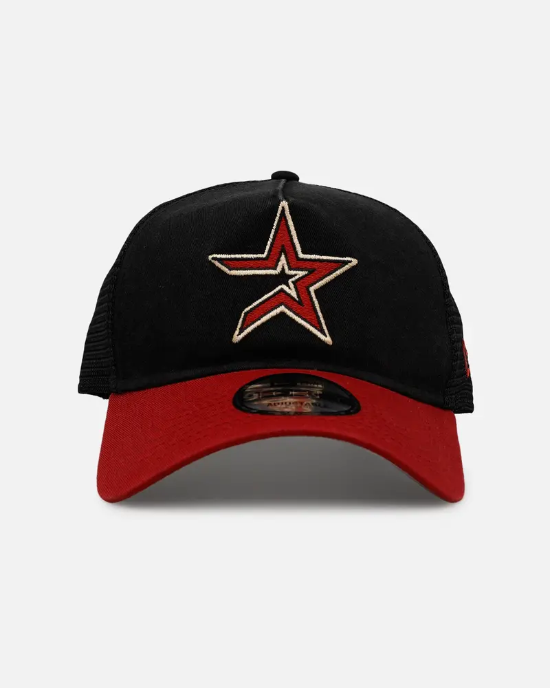 New Era Houston Astros 'Washed Truckers' 9Forty A-Frame Trucker Snapback Official Team Color 1