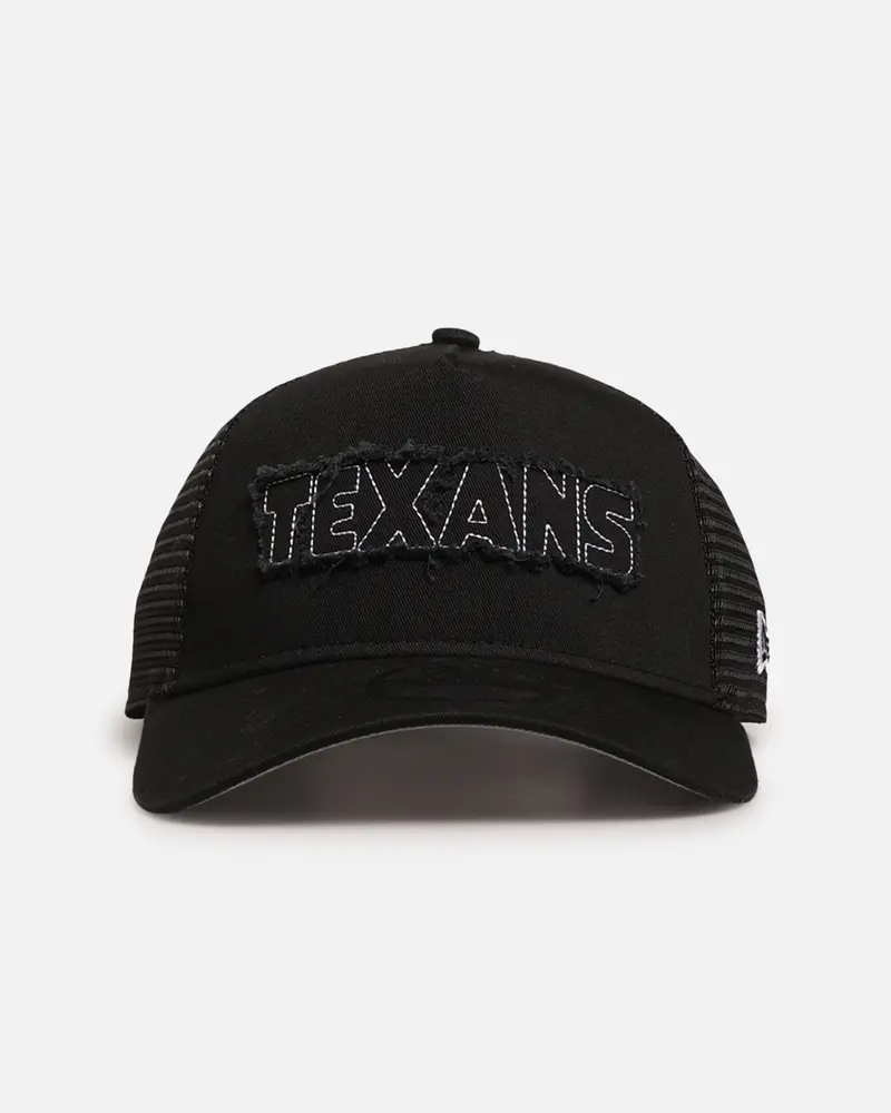 New Era Houston Texans 'Distressed' 9Forty A-Frame Trucker Snapback Black/White 1