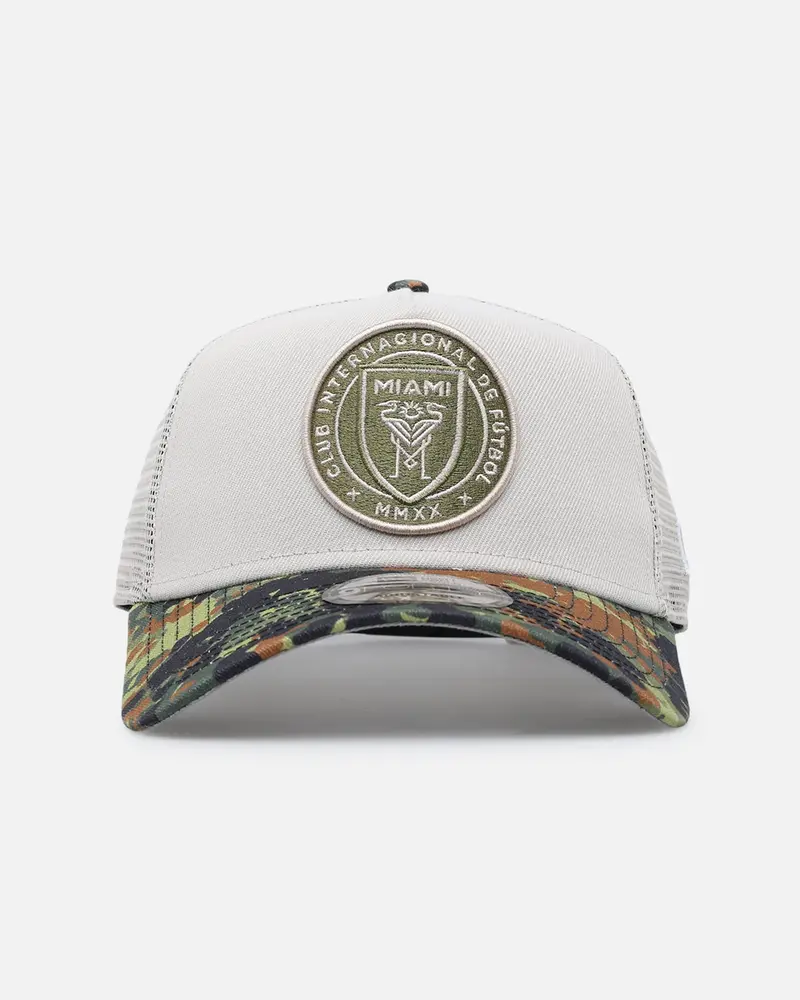 New Era Inter Miami Cf "Camo Visor" 9Forty A-Frame Trucker Snapback Stone/Olive 1