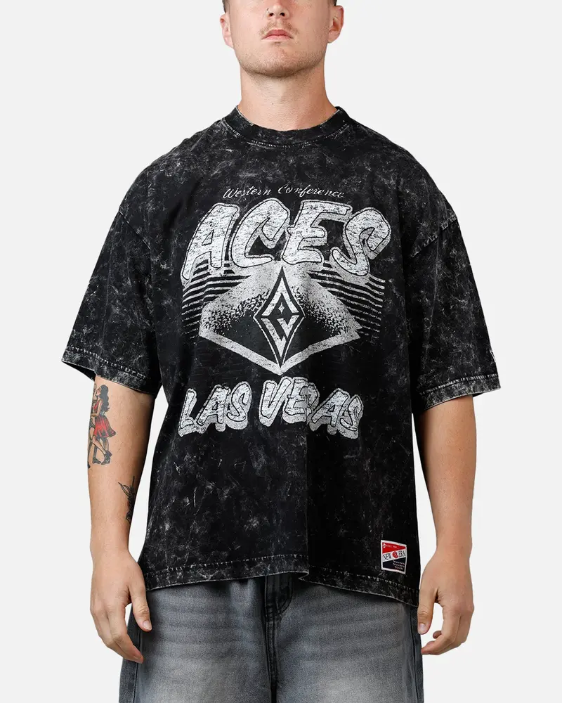 New Era Las Vegas Aces Boxy Essentials T-Shirt Washed Black 1