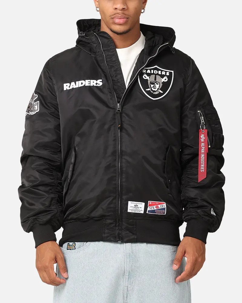 New Era Las Vegas Raiders Alpha Industries L-2B Hooded Bomber Jacket Black 1
