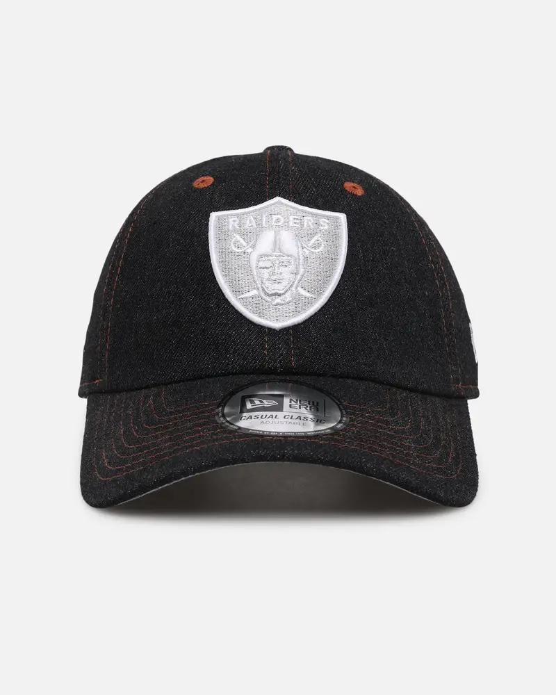 New Era Las Vegas Raiders "Black Denim" Classic Casual Strapback Black Denim/Rust Contrast 1