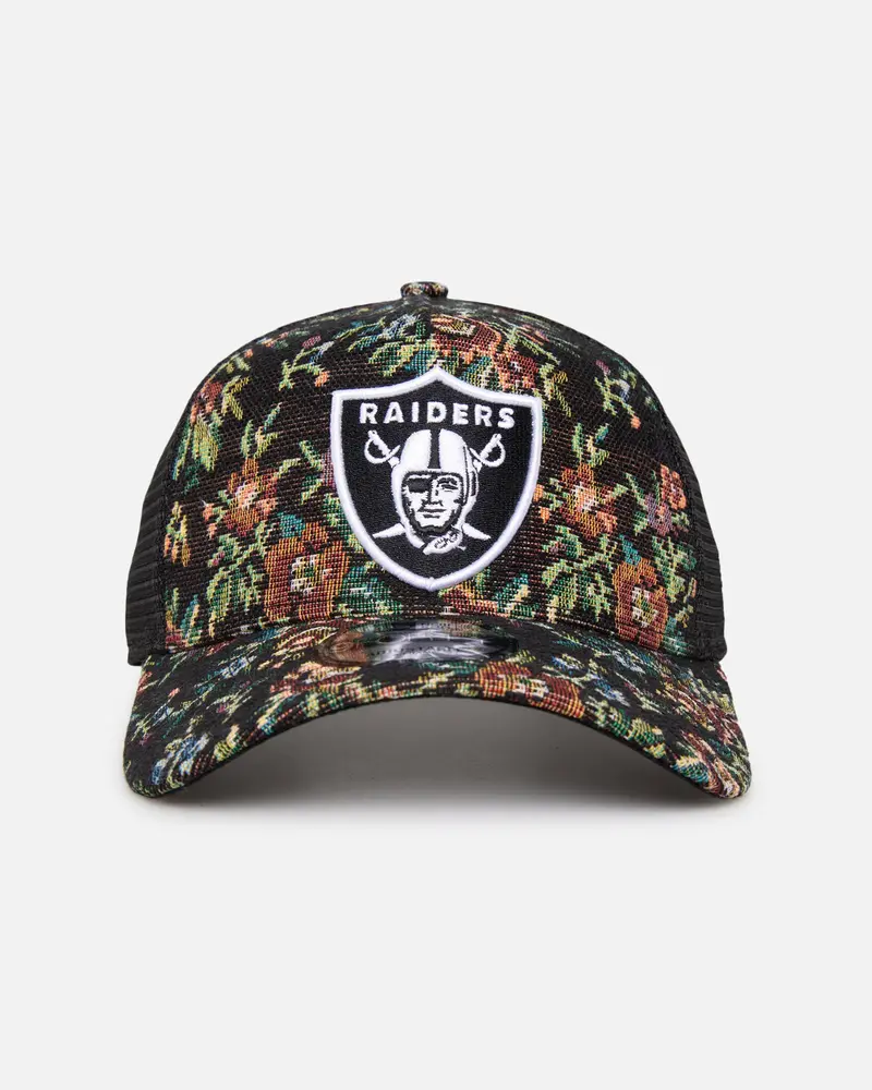 New Era Las Vegas Raiders 'Black Floral Tapestry' 9Forty A-Frame Trucker Snapback Tapestry 1