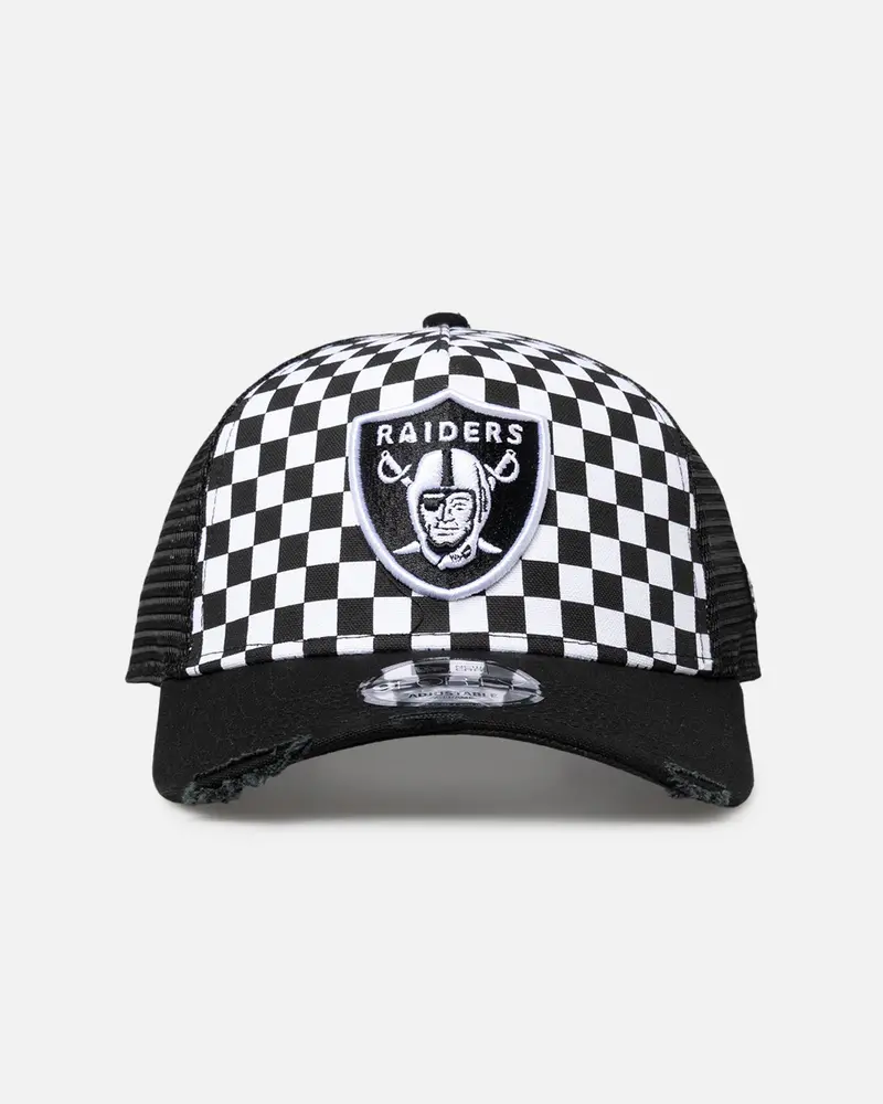 New Era Las Vegas Raiders 'Checker Trucker' 9Forty A-Frame Trucker Snapback White 1