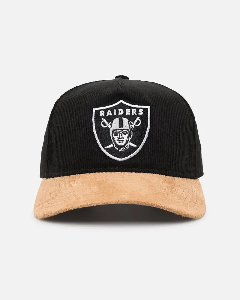 New Era Las Vegas Raiders 'Corduroy Suede' Pre-Curved Golfer Snapback  Washed Black 1