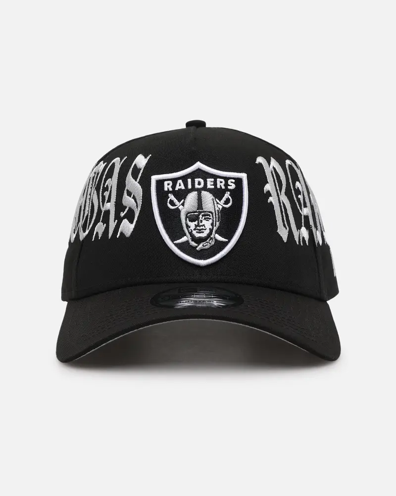 New Era Las Vegas Raiders 'Gothic Script' 9Forty A-Frame Snapback Black/Grey 1