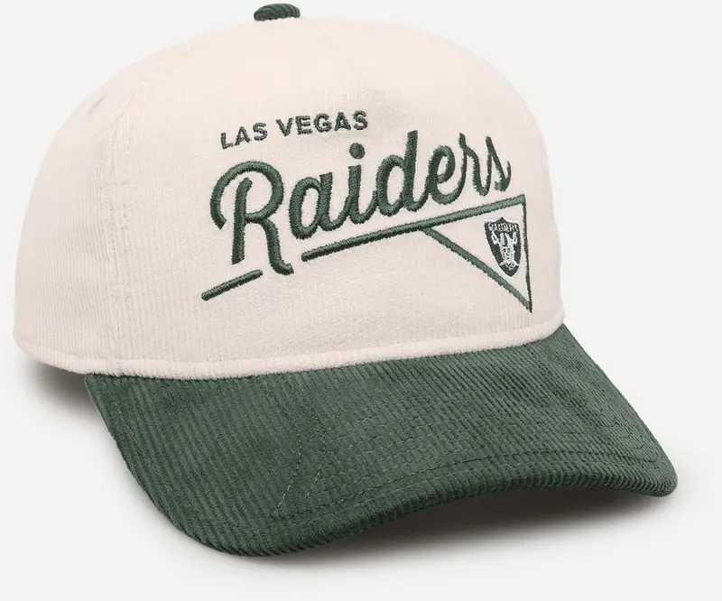 New Era Las Vegas Raiders 'Heritage Golf' Pre-Curved Golfer Snapback Chrome White 1
