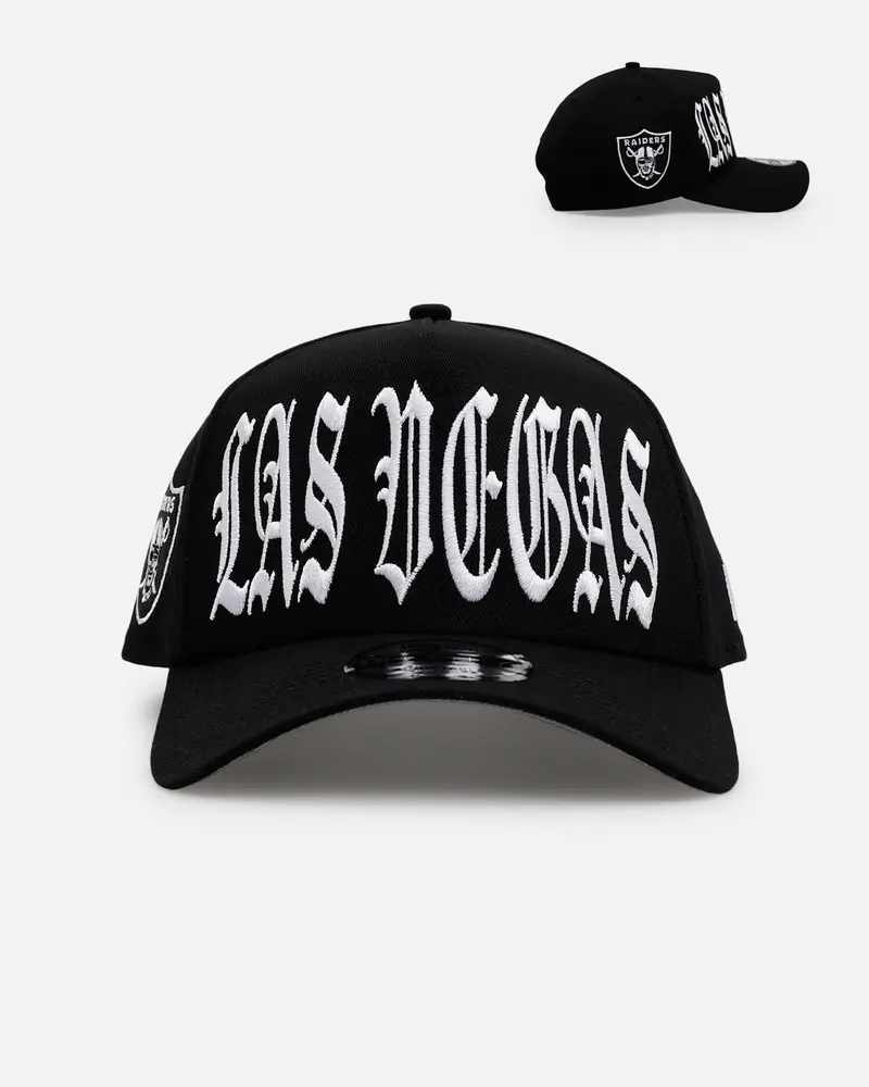 New Era Las Vegas Raiders 'Oversized Gothic Script Crown' 9Forty A-Frame Snapback Black/White 1