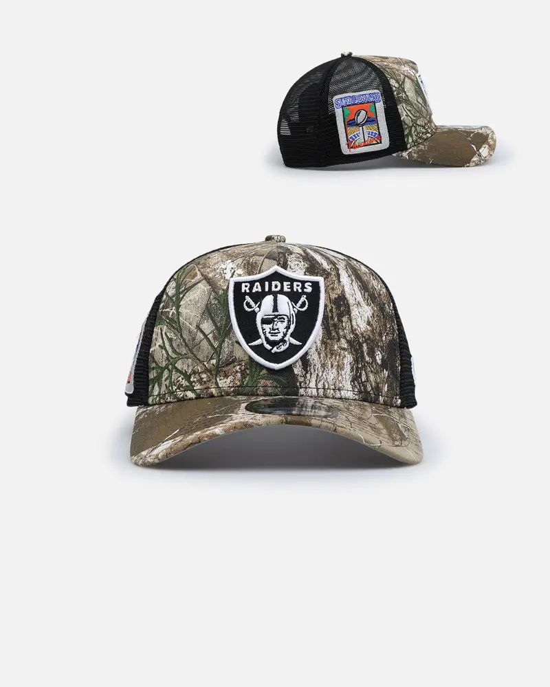 New Era Las Vegas Raiders 'Real Tree' 9Forty A-Frame Trucker Snapback Realtree Edge 1