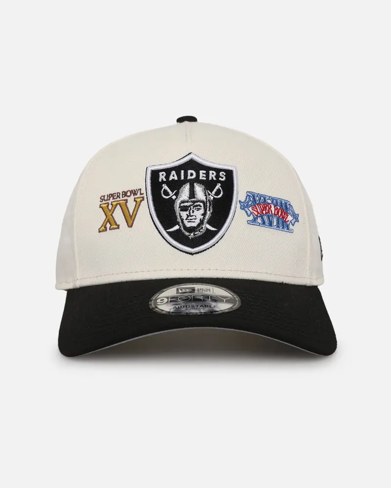 New Era Las Vegas Raiders 'Super Bowl Logos' 9Forty A-Frame Snapback Chrome 1