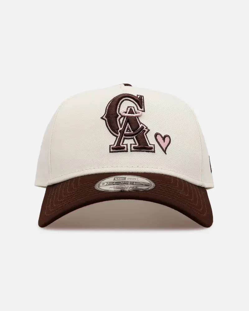 New Era Los Angeles Angels 'Pink Satin Pink Hearts Walnut' 9Forty A-Frame Snapback Chrome/Walnut 1