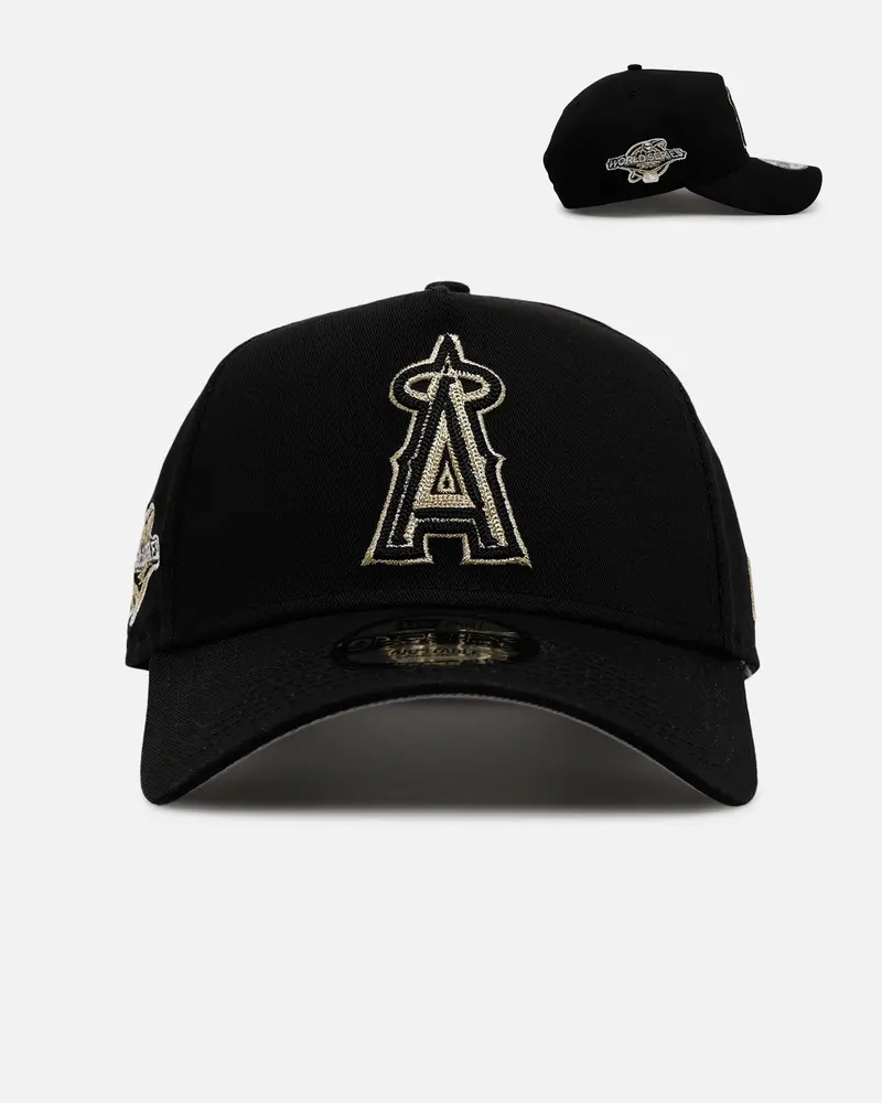 New Era Los Angeles Angels 'Raised Metallic Chainstitch' 9Forty A-Frame Snapback Black 1