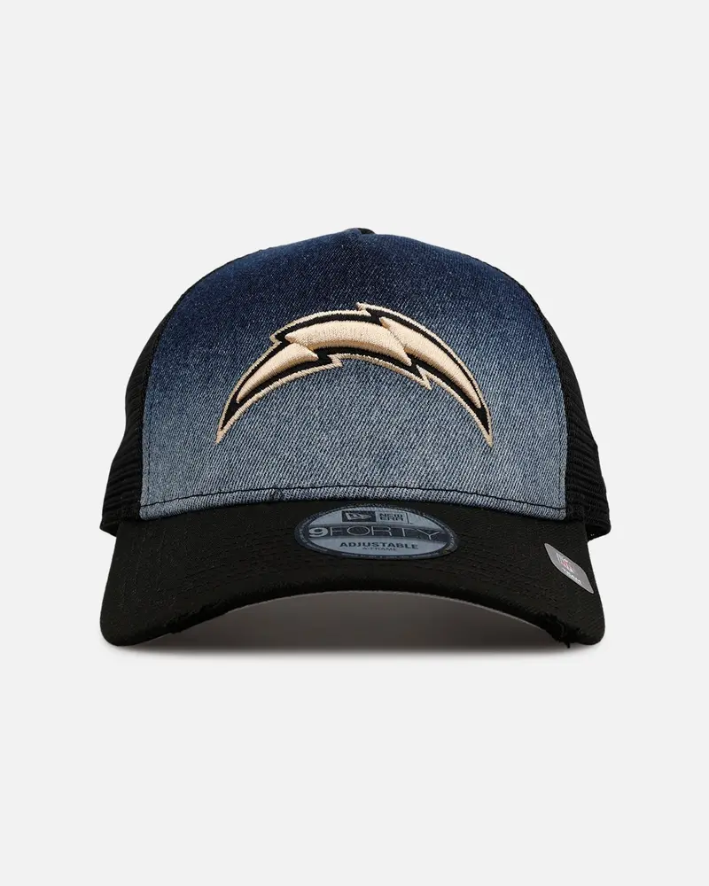 New Era Los Angeles Chargers 'Bleach' 9Forty A-Frame Trucker Snapback Denim 1